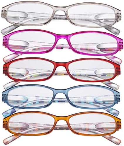 Eyekepper 5 חבילות נשים משקפי קריאה עם זרועות דפוס - קוראי עיצוב לקריאת נשים,+2.25
