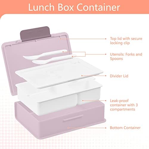 Alaza לבן חד קרן קשת קשת פס צבעוני בנטו קופסת ארוחת צהריים BPA ללא דליפה מכולות ארוחת צהריים