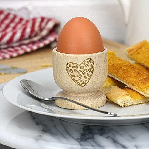 אזידה 'לב הדפס נמר' כוס ביצה מעץ