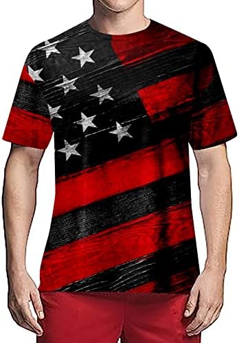 קיץ גדול וגבוה חולצות לגברים גברים ארהב דגל אמריקאי פטריוטית חולצה קצר שרוול קצר שרוול לשפשף