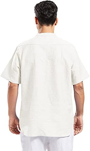 חולצות כותנה מזדמנים של Utcoco גברים חולצות חוף חוף קצרות/ארוכות שרוול ארוך