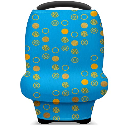 מושב מכונית לתינוק מכסה נקודות זהב צהובות דפוס רקע כחול כיסוי סיעוד מכסה עגלת צעיף הנקה לחופית