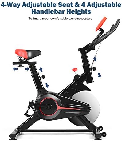 אופני אופניים מקורה של Gymax, אופני אימון נייחים עם צג LCD, חיישן דופק לב וכרית מושב נוחה לאימון בית