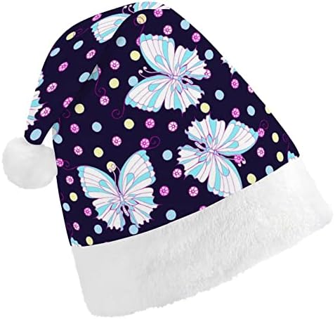 יהלומי פרפר דפוס מצחיק חג המולד כובע סנטה קלאוס כובעי קצר קטיפה עם לבן חפתים עבור חג המולד מסיבת חג אספקת