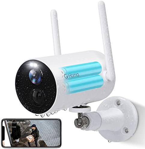 מצלמת אבטחה G-HOMA חיצונית אלחוטית, WiFi 1080p מצלמות המופעלות על סוללה לאבטחה ביתית עם זרקור צבע ראיית לילה/אזעקת