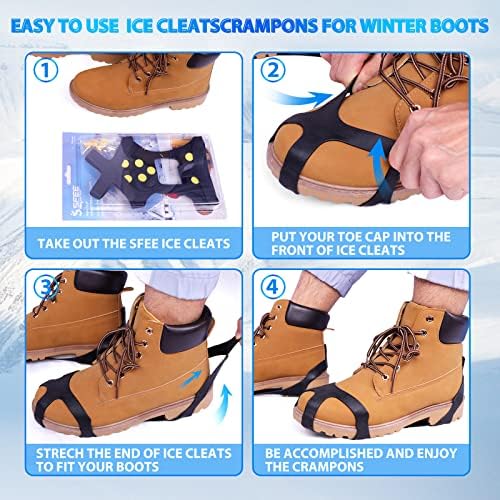 סוטי קרח של SFEE לנעלי מגפיים, שלג אחיזת סוליות לקרח ושלג אנטי-החלקה על גומי סוליות להליכה על שלג