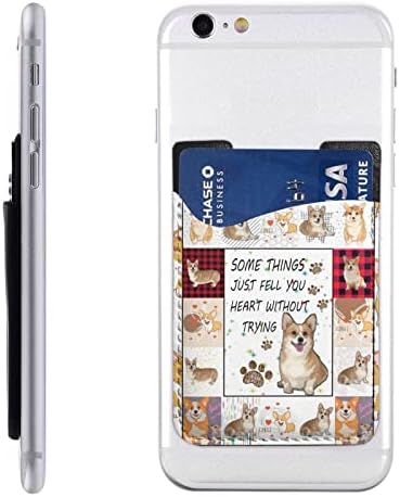Gagaduck Corgi דבק טלפון טלפון טלפון סלולרי מקל על ארנק כרטיסים עם שרוול מזהה אשראי תואם לרוב הסמארטפונים