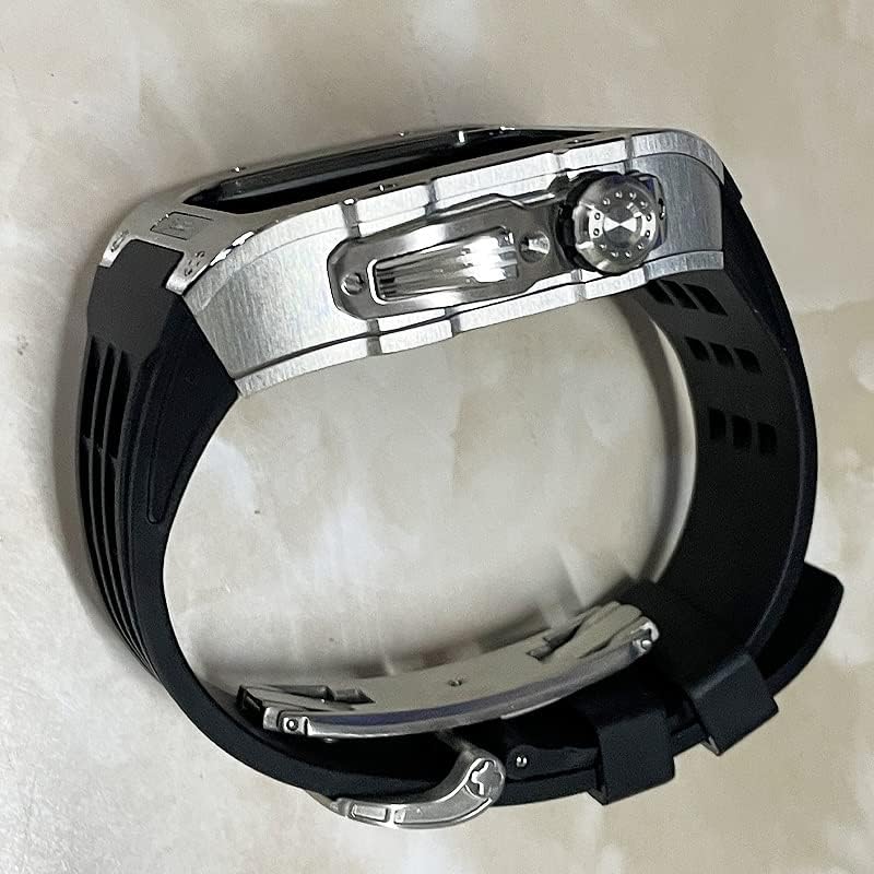 רצועת שעון נירוסטה של ​​Saawee ללהקת Apple Watch 44/45 ממ רצועת שעון עם Case ， עבור IWatch 8 7 6