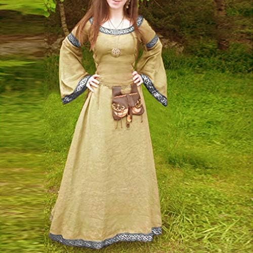 שמלת וינטג 'טימפיס לנשים שרוול ארוך שמלת מקסי מימי הביניים רנסנס קוספליי שמלת שמלת צבע אחורית שמלת מסיבה