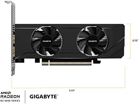 Gigabyte Radeon RX 6400 D6 כרטיס גרפי 4G פרופיל 4G, עיצוב פרופיל נמוך, 4GB 64 סיביות GDDR6, GV-R64D6-4GL