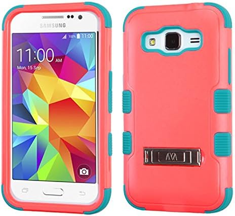 Asmyna Samsung G360 PREVIR LTE TUFF HYBRID Protector Cover עם אריזות מעמד - אריזות קמעונאיות - טבעי אדום/טרופי