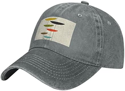 אמצע המאה הדפסים מודרניים מודפסים כובע בייסבול, כובע קאובוי מתכוונן למבוגרים, זמין כל השנה