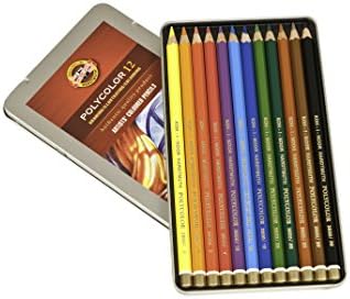 סט עפרונות ציור פוליקולור של koh-i-noor, 24 עפרונות צבעוניים שונים בקופסת עץ, 1 כל אחד