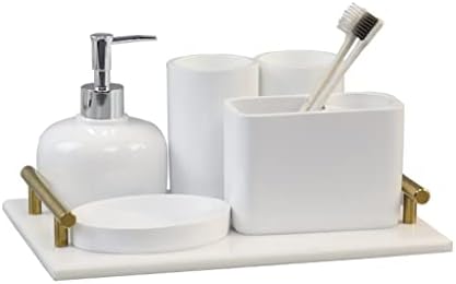 ערכת ציוד אסלה של SXYMKJ ערכת רחצה נורדי חדר אמבטיה מחזיק שיניים חשמלי מחזיק שטיפת פה כוס חדר אמבטיה