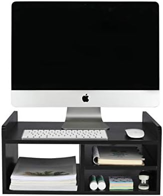 מעמד מדפסת פאג מחשב משכים עם אחסון מארגן שולחן עץ לבית / משרד, 2 קומות, שחור