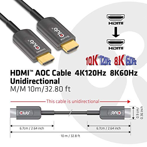 מועדון 3d HDMI ™ כבל אופטי פעיל 4K120Hz 8K60Hz HDR זכר/זכר חד -כיווני 10 מ '
