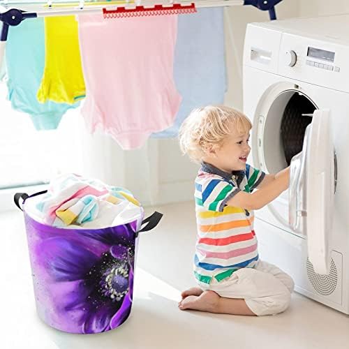 צבעי מים פרג סגול גדול כביסת סל שקיות מתקפל מסוגנן עמיד למים בגדי תיק כביסה סל עם ידיות קל אחסון לאמבטיה