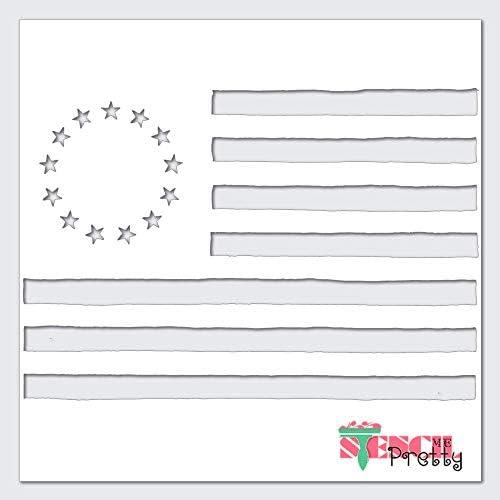 כוכבים עגולים דגל אמריקאי כפרי & מגבר; פסים סטנסיל סטנסילים גדולים ויניל הטוב ביותר עבור ציור על עץ, בד,