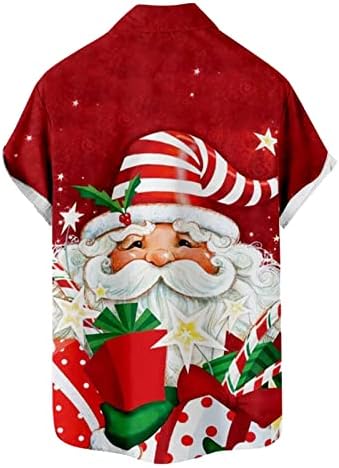כפתור חולצה הוואי של הגברים כפתור רופף בכושר חג המולד מודפס שרוול קצר חולצה לחולצה לחג המולד חולצות