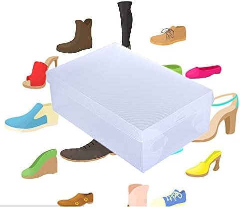 4 חבילה מתקפל קופסות נעליים ברור פלסטיק לגיבוב נעל אחסון ארגונית צדפה ליידי אתחול שקוף מעובה מתקפל
