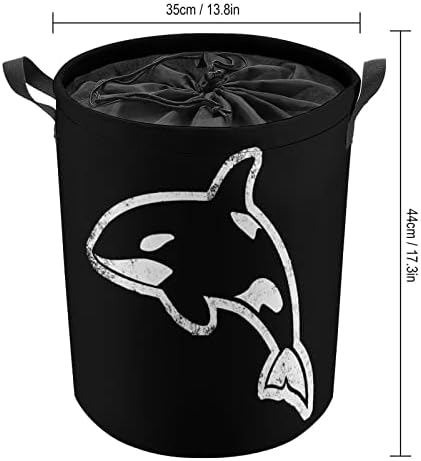 להרוג לווייתן עגול כביסה תיק עמיד למים אחסון סל עם שרוך כיסוי ידית