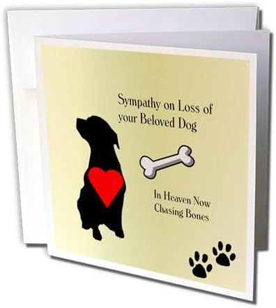 3תמונת ורד של צללית כלב עם הודעת לב ואהדה-כרטיס ברכה, 6 על 6 אינץ