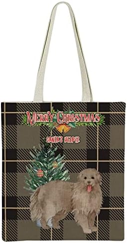 בעלי חיות מחמד לחג המולד לחג כלבי כלבים קופסאות מתנה של עץ האורן העוזר של סנטה עם תיק תיקים לתיק אישה