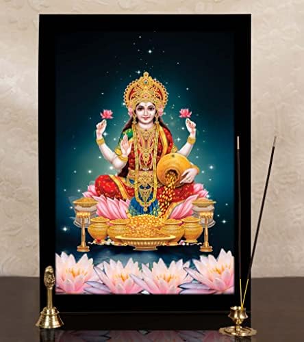 IBA Indianbeautifulart אלת ההודית Lakshmi על פרח קדוש מקלחת כסף מסגרת תמונה מסגרת תצלום הינדית הינדית למטרה