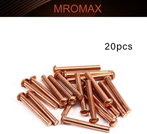 MROMAX 20 PCS M5 ראש עגול נחושת מסמרת מוצקה אטב 0.2 DIA x 1.57 אורך ליישומים חשמליים טון נחושת