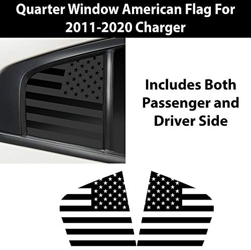 עיצובים טכניים של בוגר - רבעון קדם -חלון דגל אמריקאי דגל ויניל תואם למטען דודג '2011-2022, מט שחור