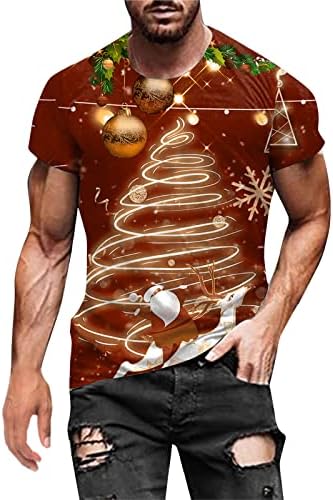 חולצות טריקו לחג המולד של XXBR לגברים, 2022 חג המולד של גברים סנטה קלאוס הדפס שרוול קצר מצחיק גרפיקה דקה