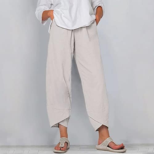 נשים עסקי מכנסי קז ' ואל עם כיסים רופף ארוך ישר מכנסיים כותנה חומר קל לשים על חיצוני ליידי