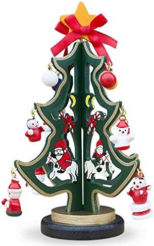 עץ חג המולד העץ העץ הטוב ביותר בעץ עם סנטה וקישוטים מיניאטוריים 6.5 אינץ '