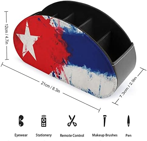 וינטג 'דגל קובה עור PU טלוויזיה מחזיקי שולטים בשלט רחוק מארגן שולחן העבודה של תיבת האחסון עם 5 תא