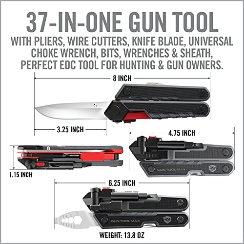 כלי אקדח נלהב אמיתי מקס, 37 ב -1 כלי רב-כלי לכלי נשק, כולל צבת, חותכי תיל, להב סכין, מפתח חנק אוניברסלי,