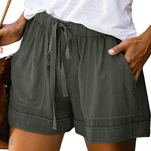 מכנסיים קצרים של Nulairt Womens לחופשת חוף, נשים מותניים אלסטיות מכנסיים קצרים קלים משקל קלים מכנסיים