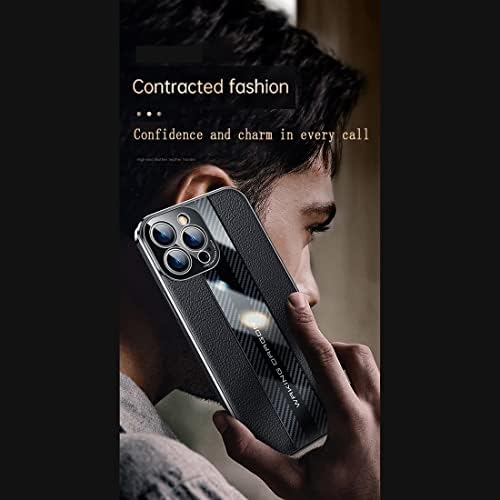 לונו טלפון מכסה עור עור + מארז סיבי פחמן מעוצב תואם ל- Huawei P50 עם הגנה על מצלמה, גוף מלא מארז טלפון מגן זעזועים
