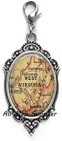 רוכסן אופנה של AllMapsupplier משוך רוכסן מפה מערב וירג'יניה, אבזם לובסטר מפה מערב וירג'יניה, רוכסן