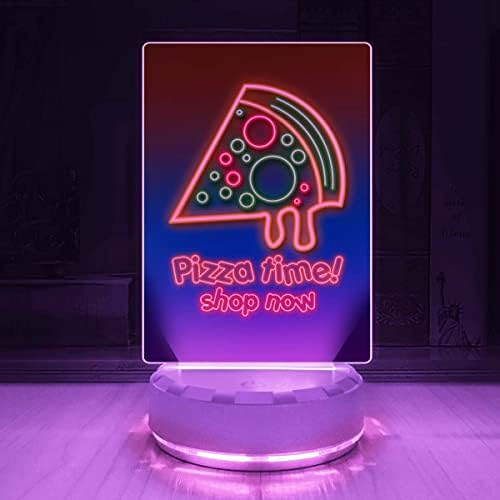 Ancfun Pizza Time Retro שלט LED, מנורת שולחן LED, בהירות מתכווננת אור מולטי-צבע, אור LED, מנורה אקרילית,