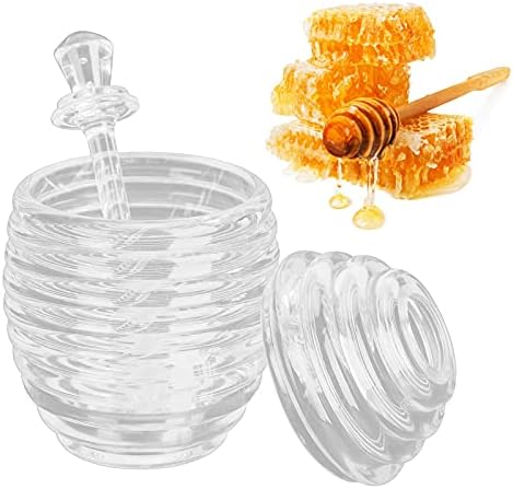 מתקן דבש שקוף אקרילי, צנצנת, כף, בקבוק חלת דבש, מיכל אחסון דבש לאחסון צנצנות דבש