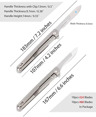 AINHUE A42 סכין קרקפת כיס קיפול קומפקטי קומפקטי, להבים הניתנים להחלפה של 20 יחידות, 4.2 אינץ