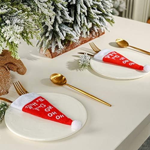 ספורט 6 יחידות חג המולד סנטה כובעי כלי כסף מחזיקי חג חג המולד המפלגה ארוחת ערב שולחן אוכל קישוטי ספקי