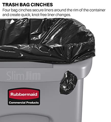 מוצרים מסחריים של Rubbermaid Slim Jim פלסטיק אשפה מלבנית/זבל פחיות ומוצרים מסחריים 28qt/7 מיכל זבל פסולת גול