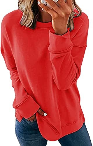 פאנגג'ין נשים נופלות שרוול ארוך סווטשירט אופנה בלוק צבע מזדמן חולצות סוודר רופפות חולצות