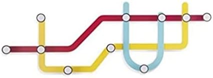 וו קיר רכבת התחתית של אמברה - מפות תחבורה ציבורית מודרנית רב -צבעונית צורה פלדה מצופה פלדה 10 -HOOKS