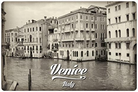 אמבסון ונציה לחיות מחמד מחצלת עבור מזון ומים, ישן תמונה של ונציה איטלקי עיר בציר מסנן אפקט ואותיות
