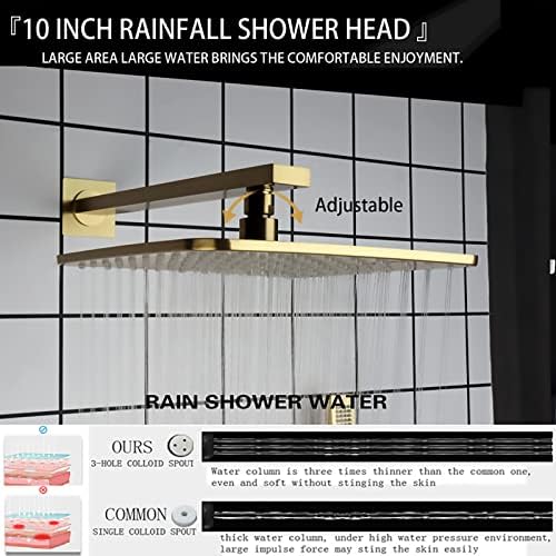 מערכת מקלחת סט ברז מקלחת תרמוסטטי 10 אינץ ' סט משולב מקלחת גשם ערכת גימור אמבטיה ומקלחת צמודת