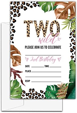 Lefohlon Wild שתי הזמנות ליום הולדת, 20 כרטיסי הזמנה עם מעטפות, הזמנות למסיבת יום הולדת שנייה לילדים לגברים או