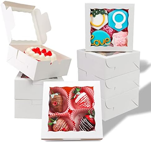 55 יחידות 6 איקס 6 איקס 2 קופסאות מאפייה לבנות עם קופסאות עוגיות חלון קופסאות עוגה קטנות קופסאות מקרון