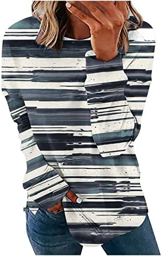 נשים סיבתי רופף צווארון עגול סווטשירט בתוספת גודל 2022 סתיו אופנה ארוך שרוול פסים סוודר חולצות טרנדי מעיל